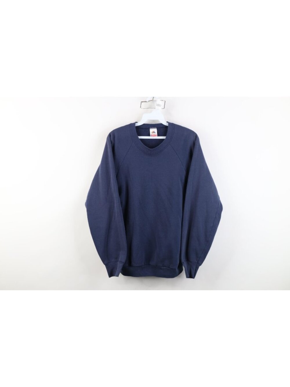 Vtg 90s Streetwear Womens Large Faded Blank Crewneck Sweatshirt Navy Blue USA